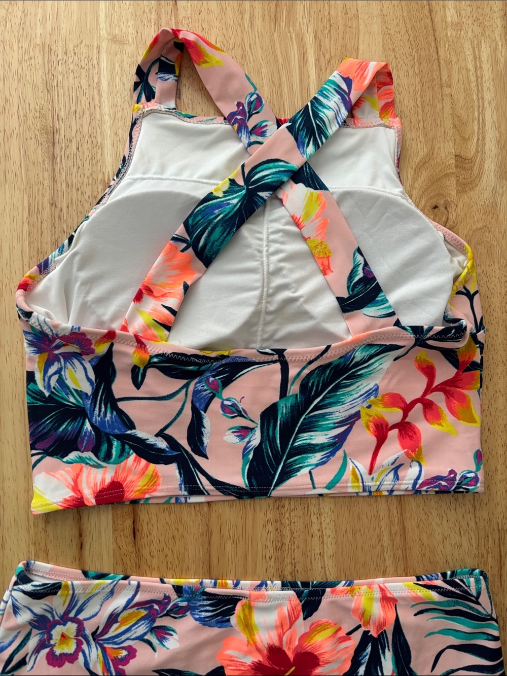 Old Navy high neck/high waist pink floral bikini - Picture 5 of 6